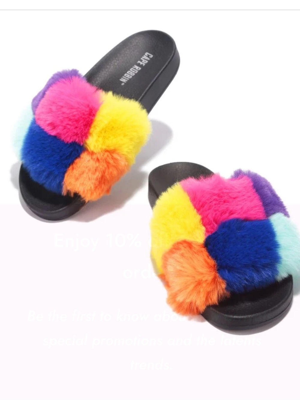 Cape Robbin Block Faux Fur multicolor Slides (10)